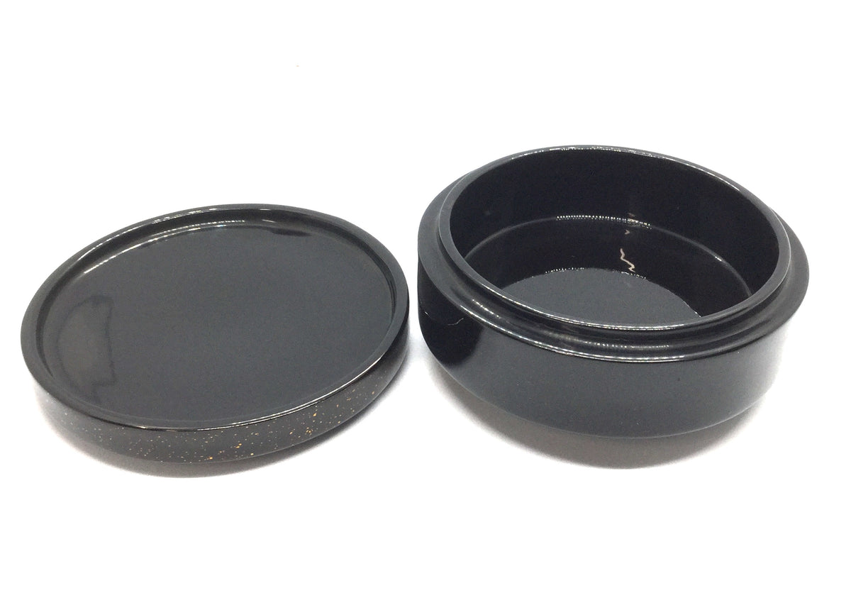 Lacquered Round Black Trinket Box featuring Summer Flowers