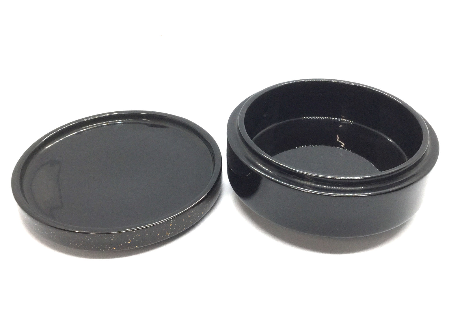 Lacquered Round Black Trinket Box featuring Summer Flowers