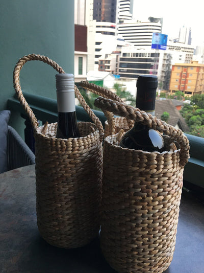 Handwoven Water Hyacinth Wine Holder Bag