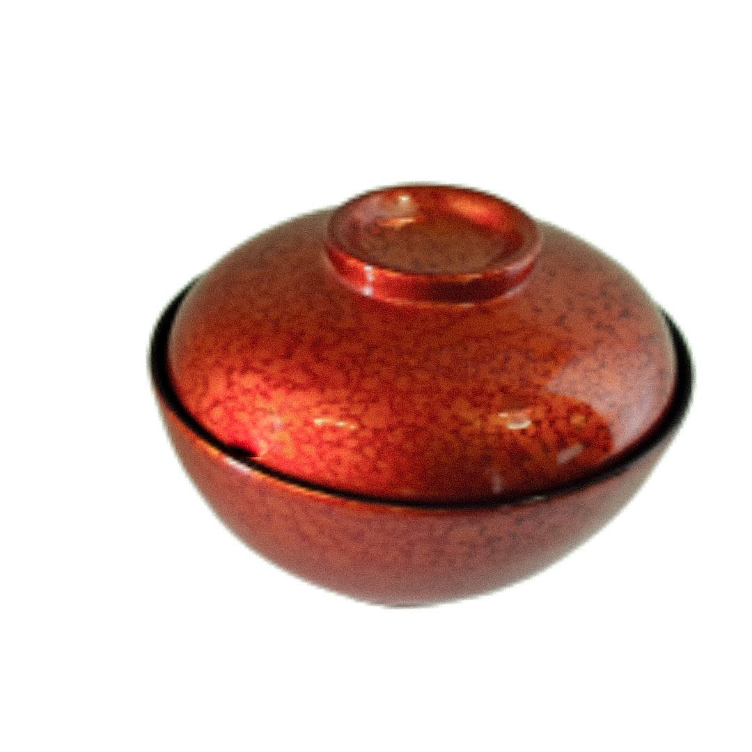 Light Bronze Bowl with Lid - Miso Soup or Rice Bowl