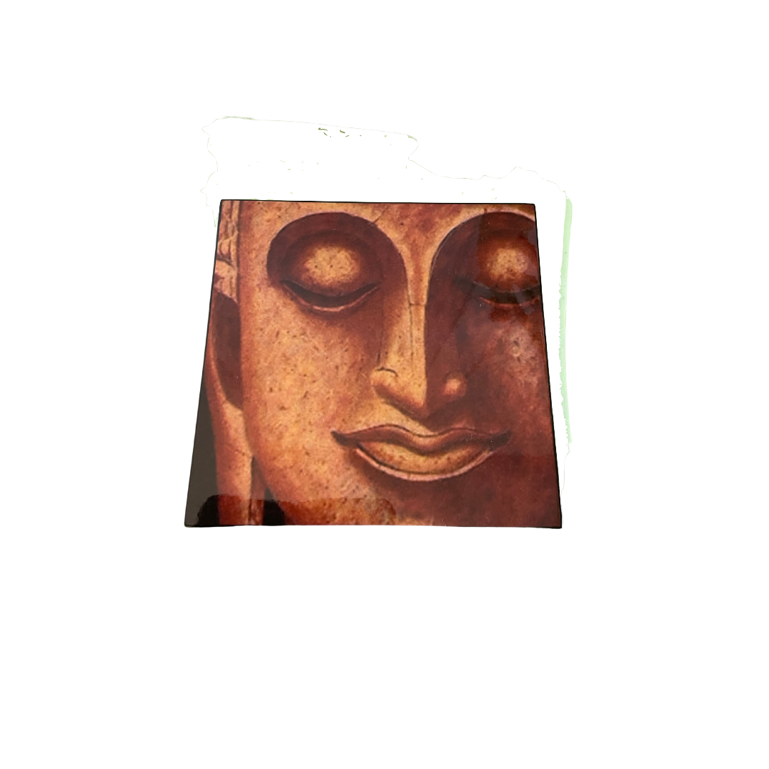 Bronze Buddha Head Square Lacquerware Jewellery Box