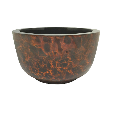 Large Painted Lacquerware Bowl - Brown and Black cloudy pattern