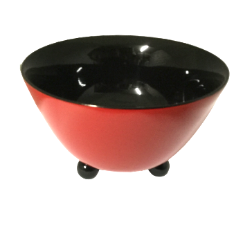 Lacquered Bowl with 3 legs - Christmas Red and Black