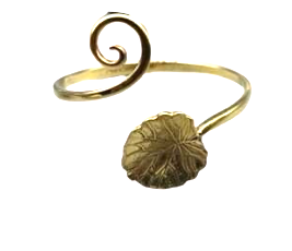 Recycled Brass Bracelet with a Swirl and Leaf Feature