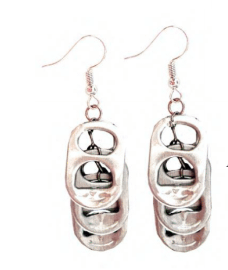 Solene M Pop Tab Drop Earrings made from recycled Can Pull Tabs