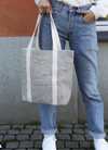Ella Grey Tote Bag made from Washable Paper, an eco-friendly alternative to leather