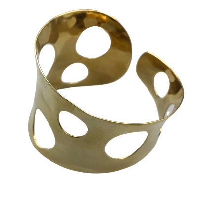 Asymmetrical Brass Cuff with Circle Cut Outs