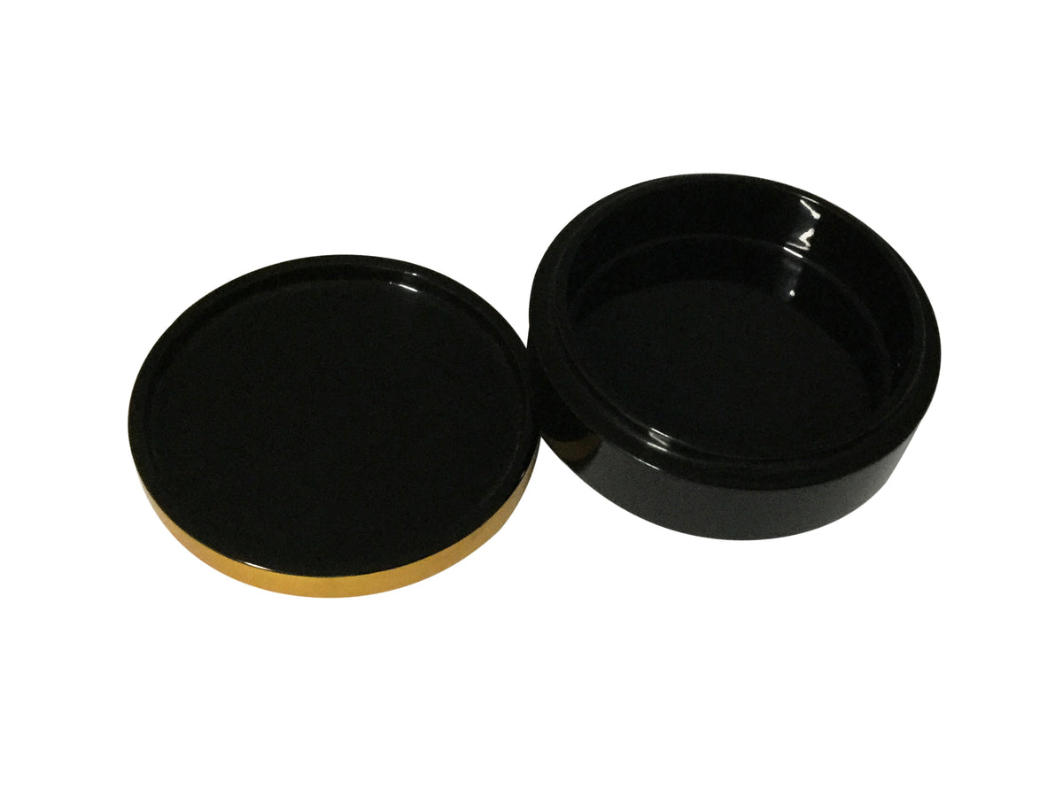 Round Lacquered Trinket Box - Gold and Black