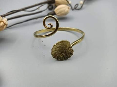 Recycled Brass Bracelet with a Swirl and Leaf Feature