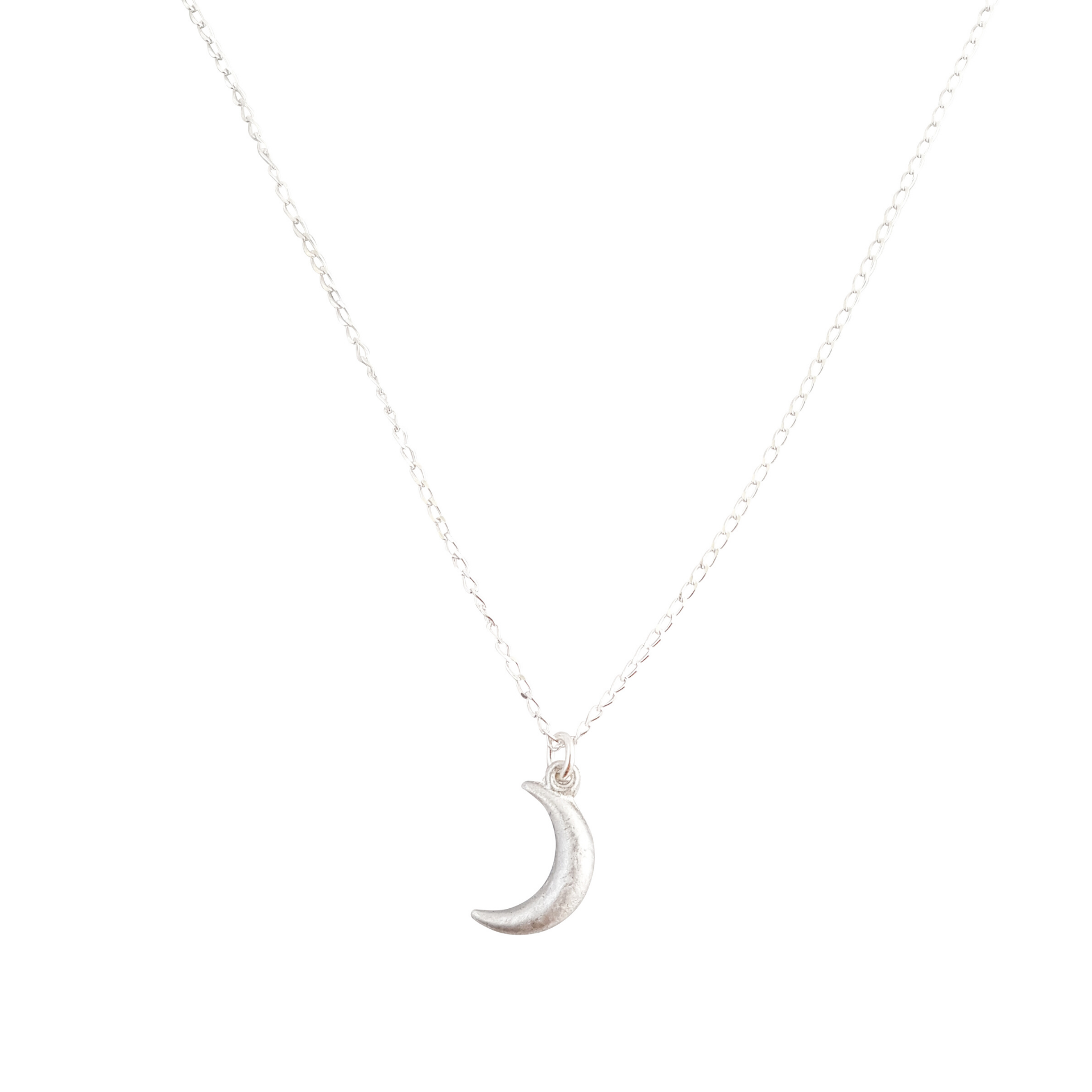 LOVEbomb Crescent Moon Pendant on Sterling Silver Chain