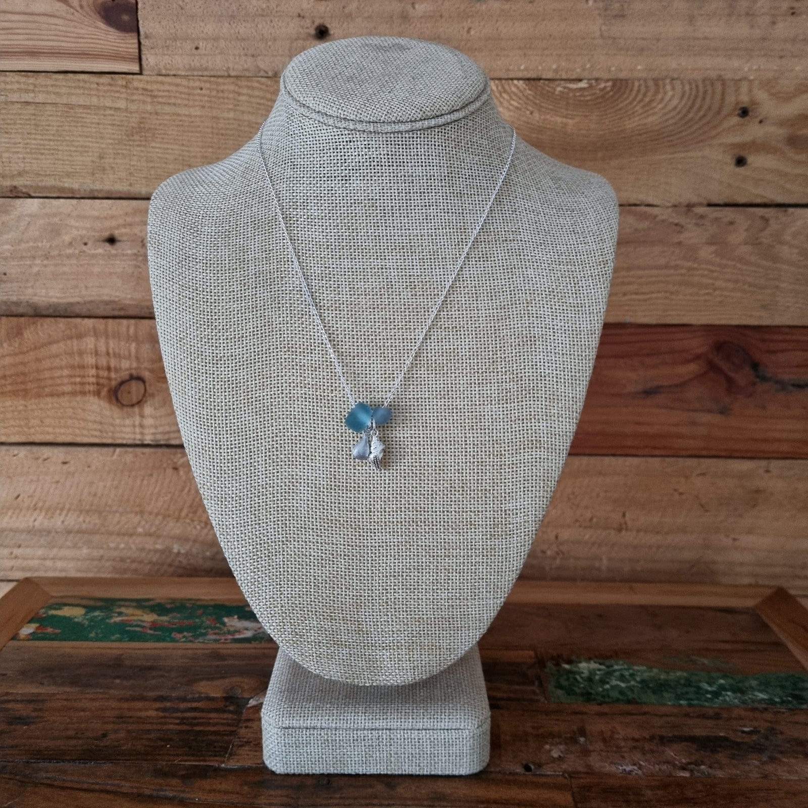 LOVEbomb Multi Charm Aqua Pendant on Sterling Silver Chain