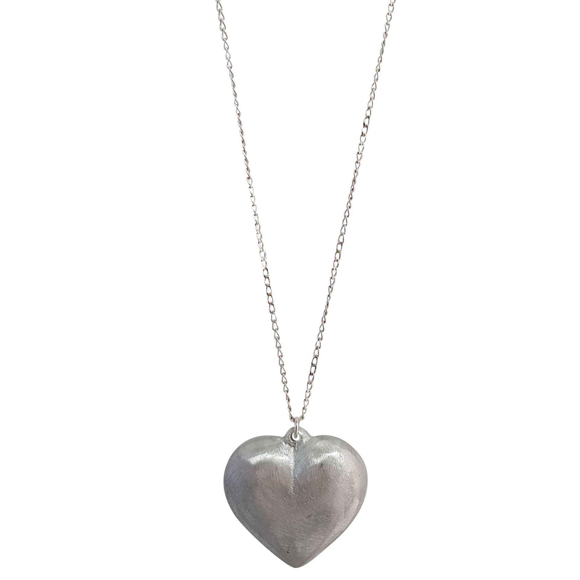 LOVEbomb Large Heart Pendant on Long Sterling Silver Chain