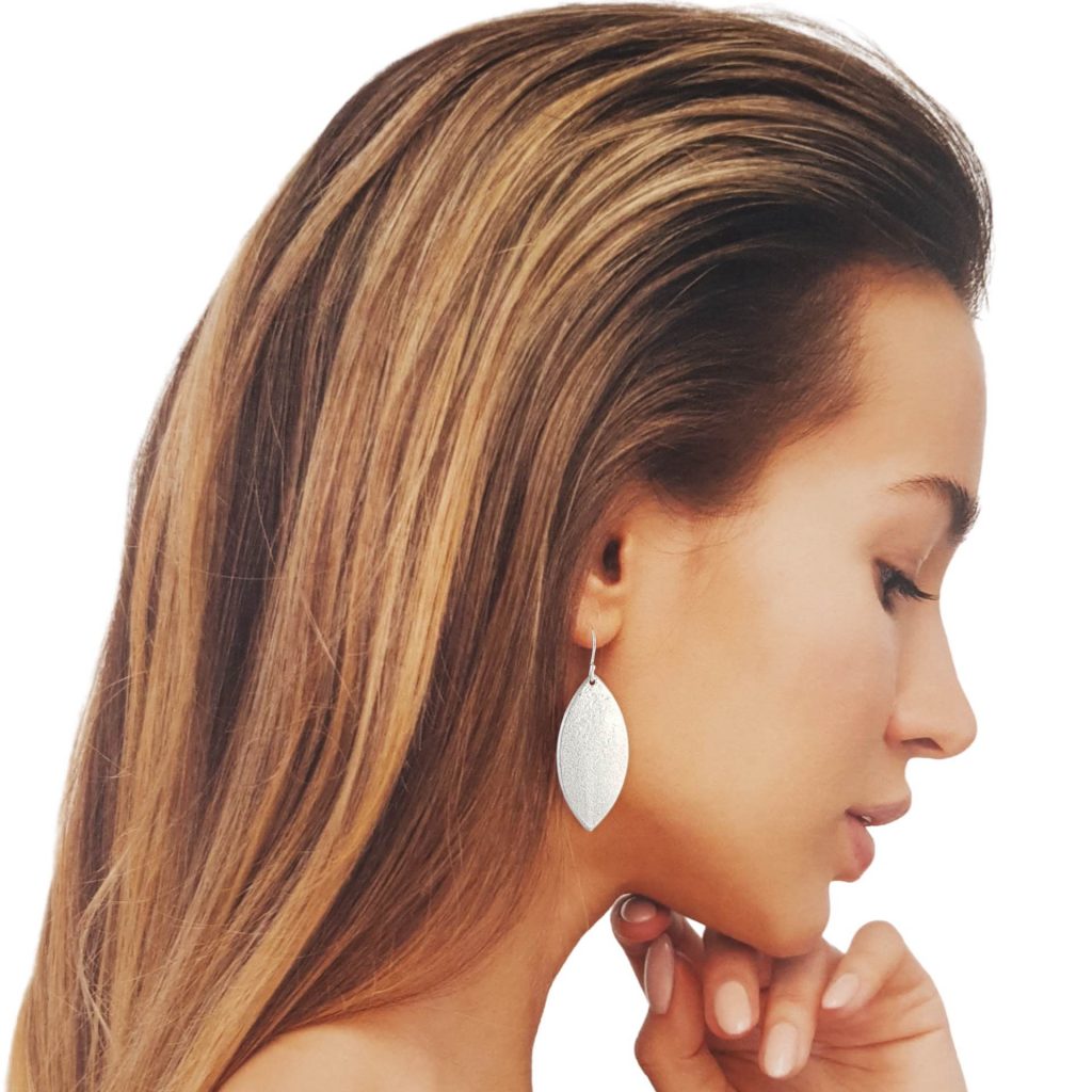 LOVebomb Leaf Shape Sterling Silver Hook Earrings