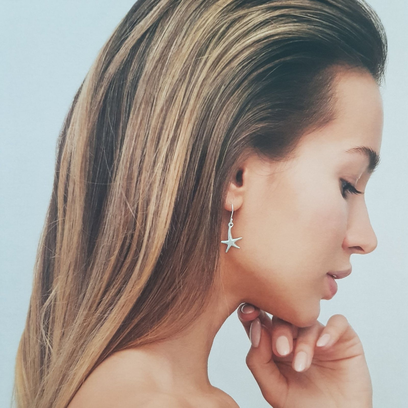 LOVEbomb Starfish Shaped Sterling Silver Hook Earrings