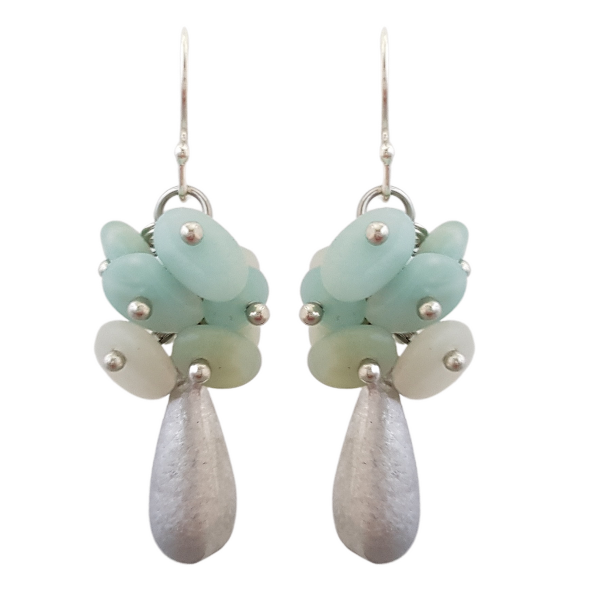 LOVEbomb Amazonite and Teardrop Drop Earrings on Sterling Silver Hooks