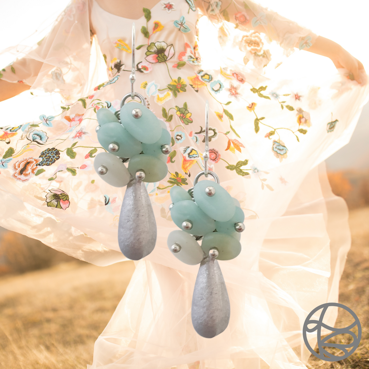 LOVEbomb Amazonite and Teardrop Drop Earrings on Sterling Silver Hooks