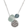 LOVEbomb Lotus Charm and Clear Glass Pendant on Sterling Silver Chain