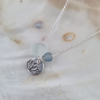 LOVEbomb Lotus Charm and Clear Glass Pendant on Sterling Silver Chain