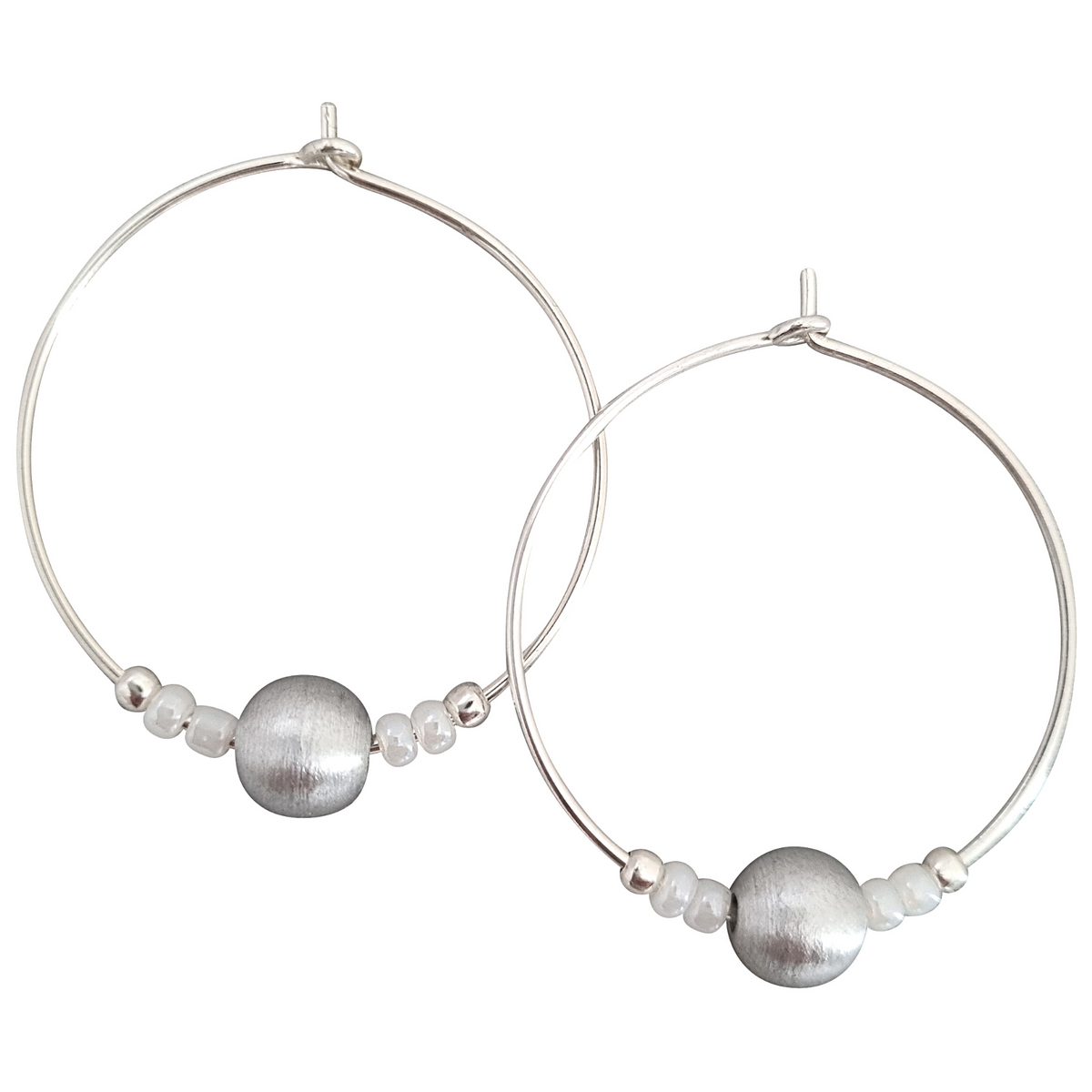 LOVEbomb Hoop Bead Earrings on Sterling Silver Hooks