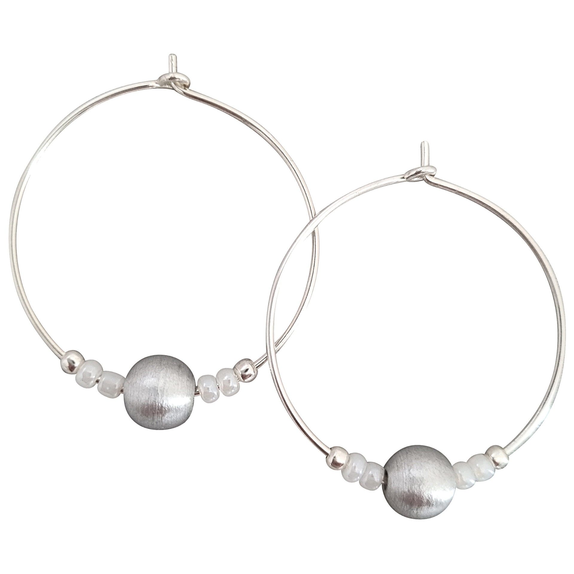 LOVEbomb Hoop Bead Earrings on Sterling Silver Hooks