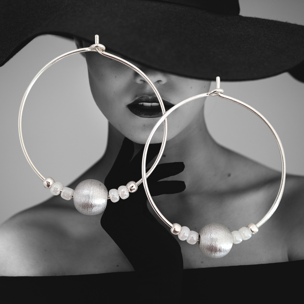 LOVEbomb Hoop Bead Earrings on Sterling Silver Hooks