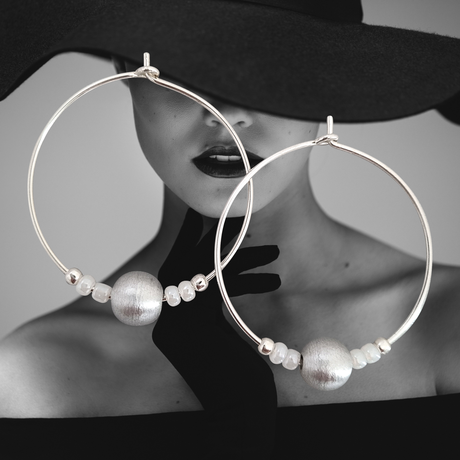 LOVEbomb Hoop Bead Earrings on Sterling Silver Hooks