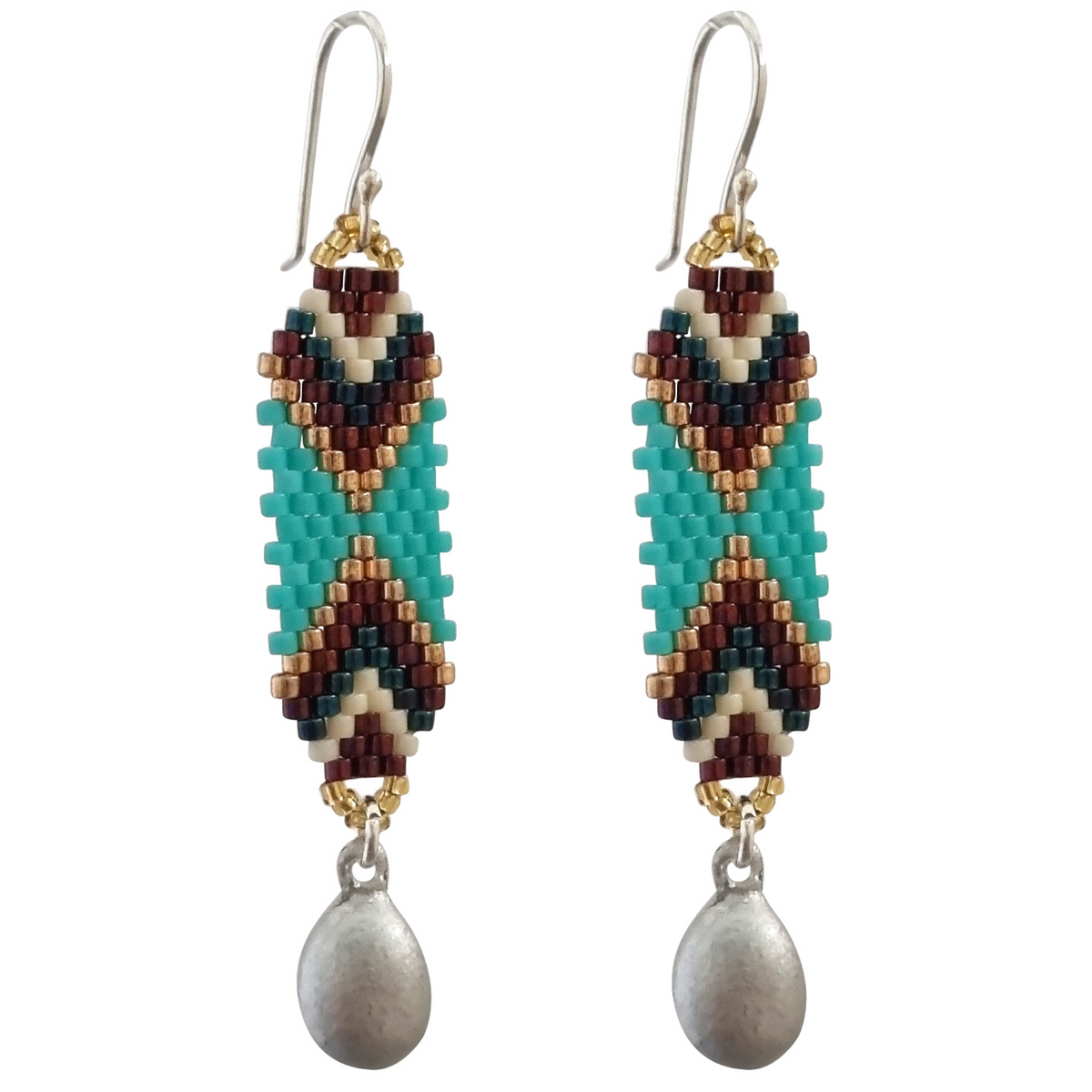 LOVEbomb Seed Bead Drop Earrings on Sterling Silver Hooks
