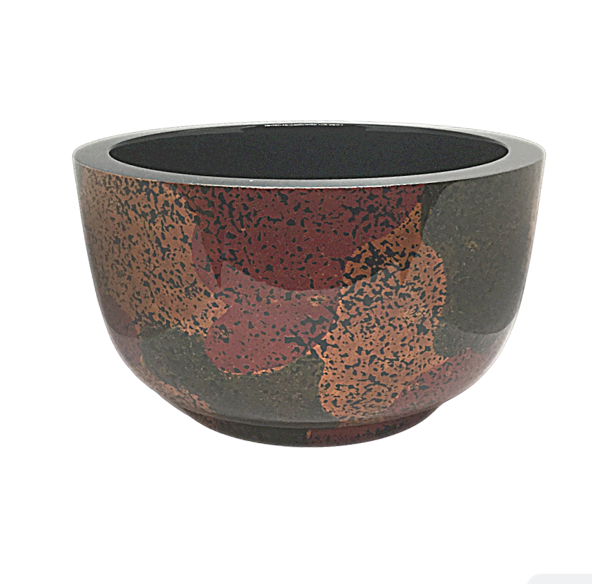 Large Lacquerware Bowl - Handpainted Coloured Patches design