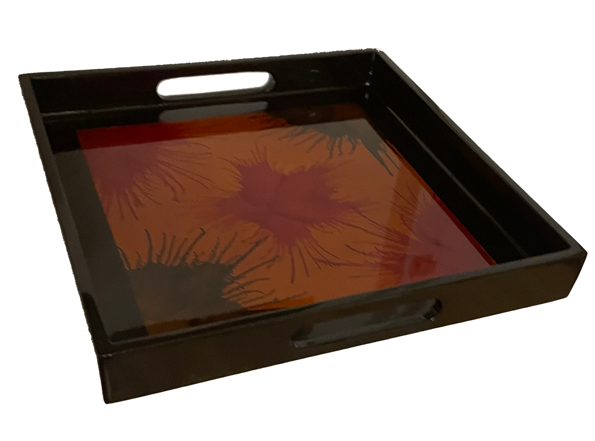 Lacquerware Square Tray with Handles - choose your colour