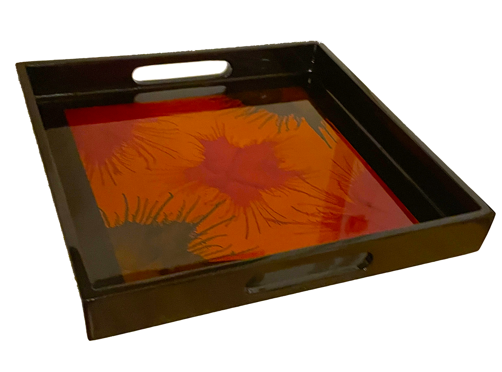 Lacquerware Square Tray with Handles - choose your colour