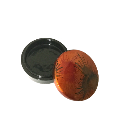 Lacquered Round Trinket Box - Painted Light Fireworks Design