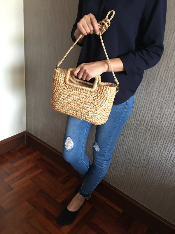 Wooden discount basket bag