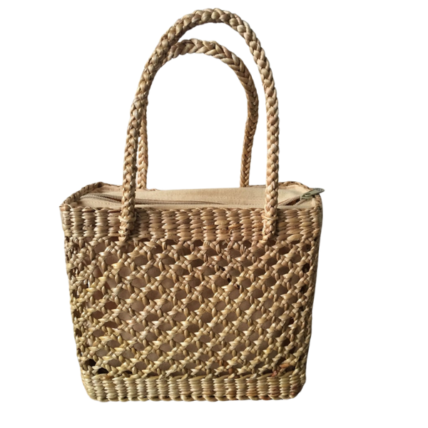 Open weave Square Basket Bag made from sustainable Water hyacinth