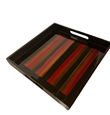 Lacquerware Square Tray with Handles - choose your colour