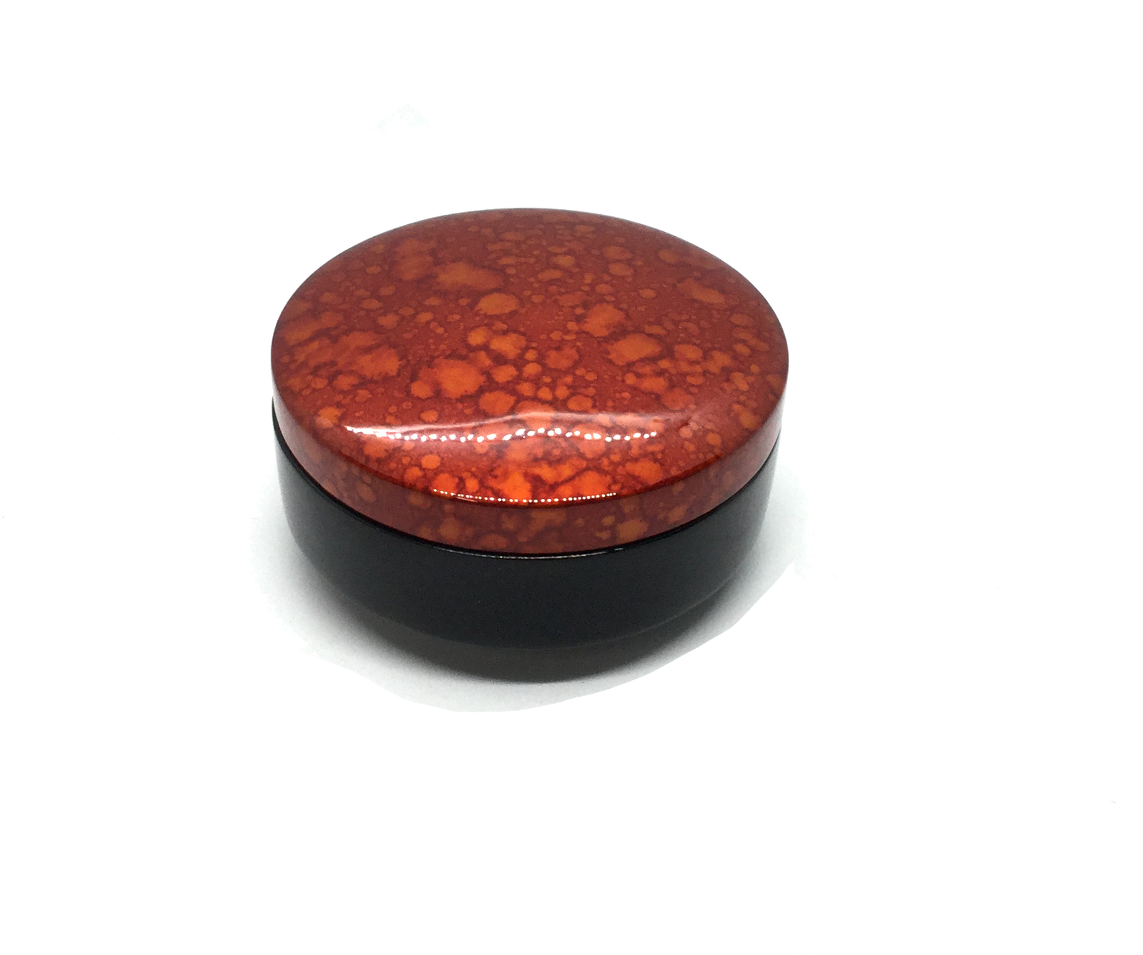 Orange Round Lacquerware Trinket Box - Water Droplets painting