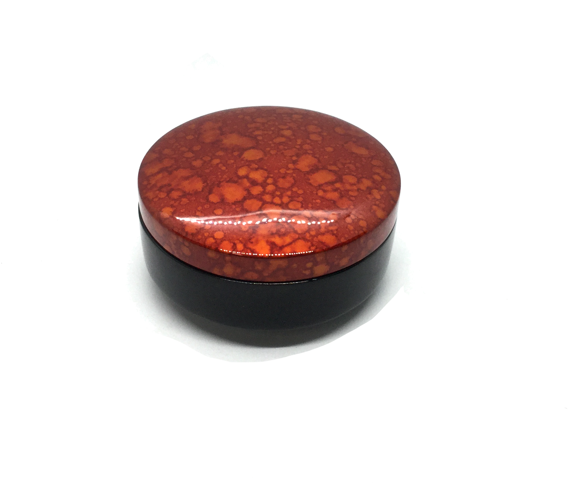 Orange Round Lacquerware Trinket Box - Water Droplets painting