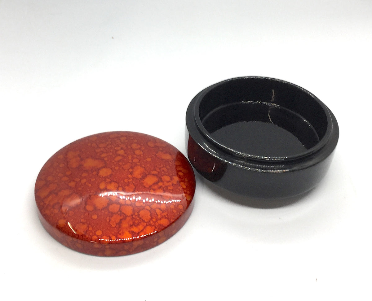 Orange Round Lacquerware Trinket Box - Water Droplets painting