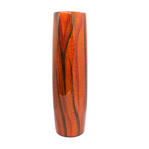 Small Lacquerware Painted Vase - Orange Tree Bark Design