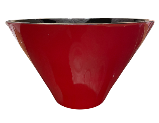 Large Christmas Red Lacquered Conical Bowl