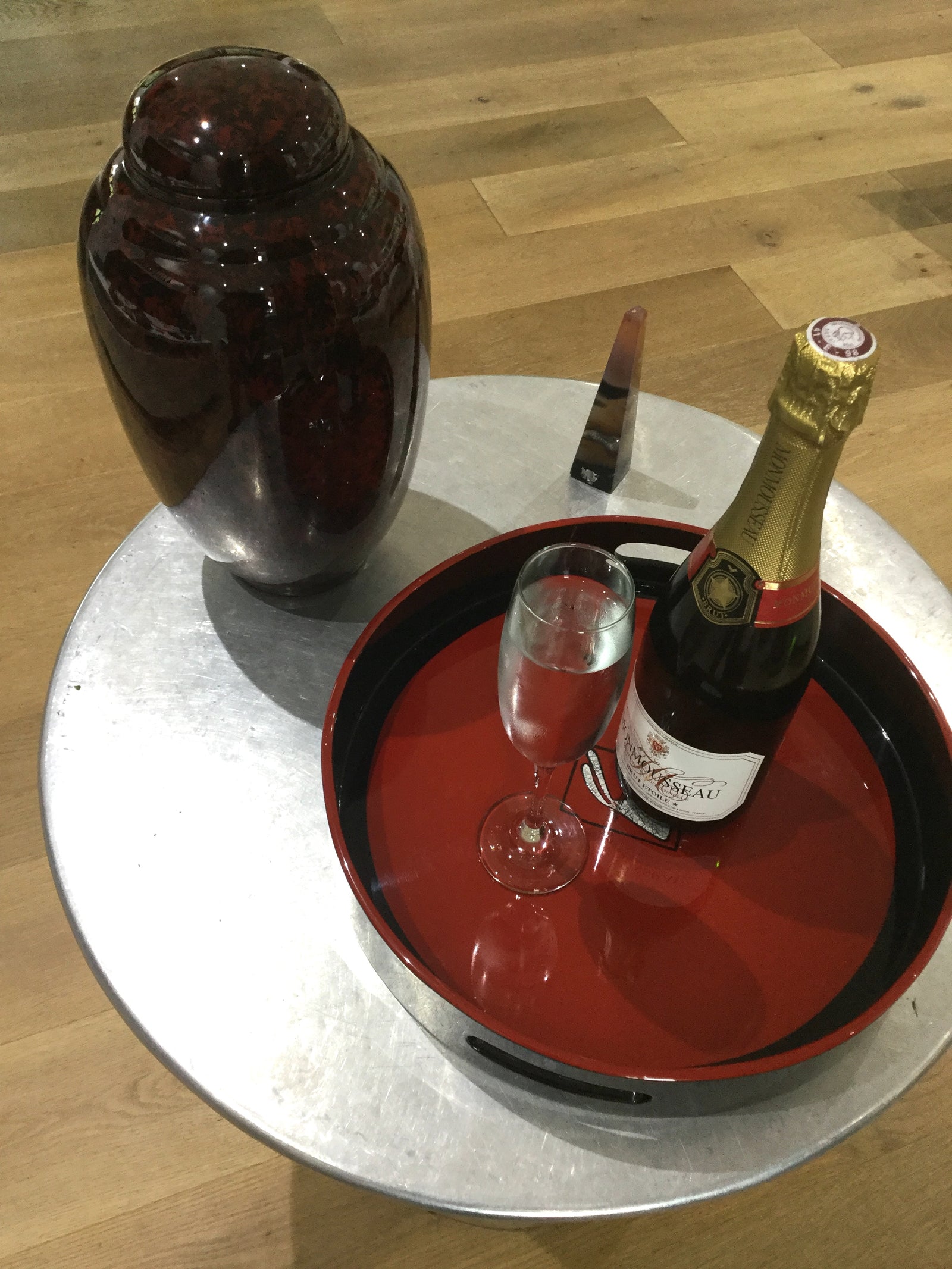 Red and Black Painted Lacquerware Ginger Jar