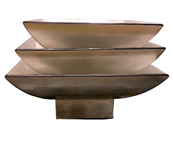 Metallic Silver Lacquerware Square Bowl Set