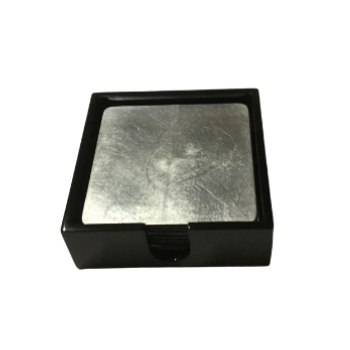 Set of 6 Silver Lacquerware Drink Coasters in a black presentation box