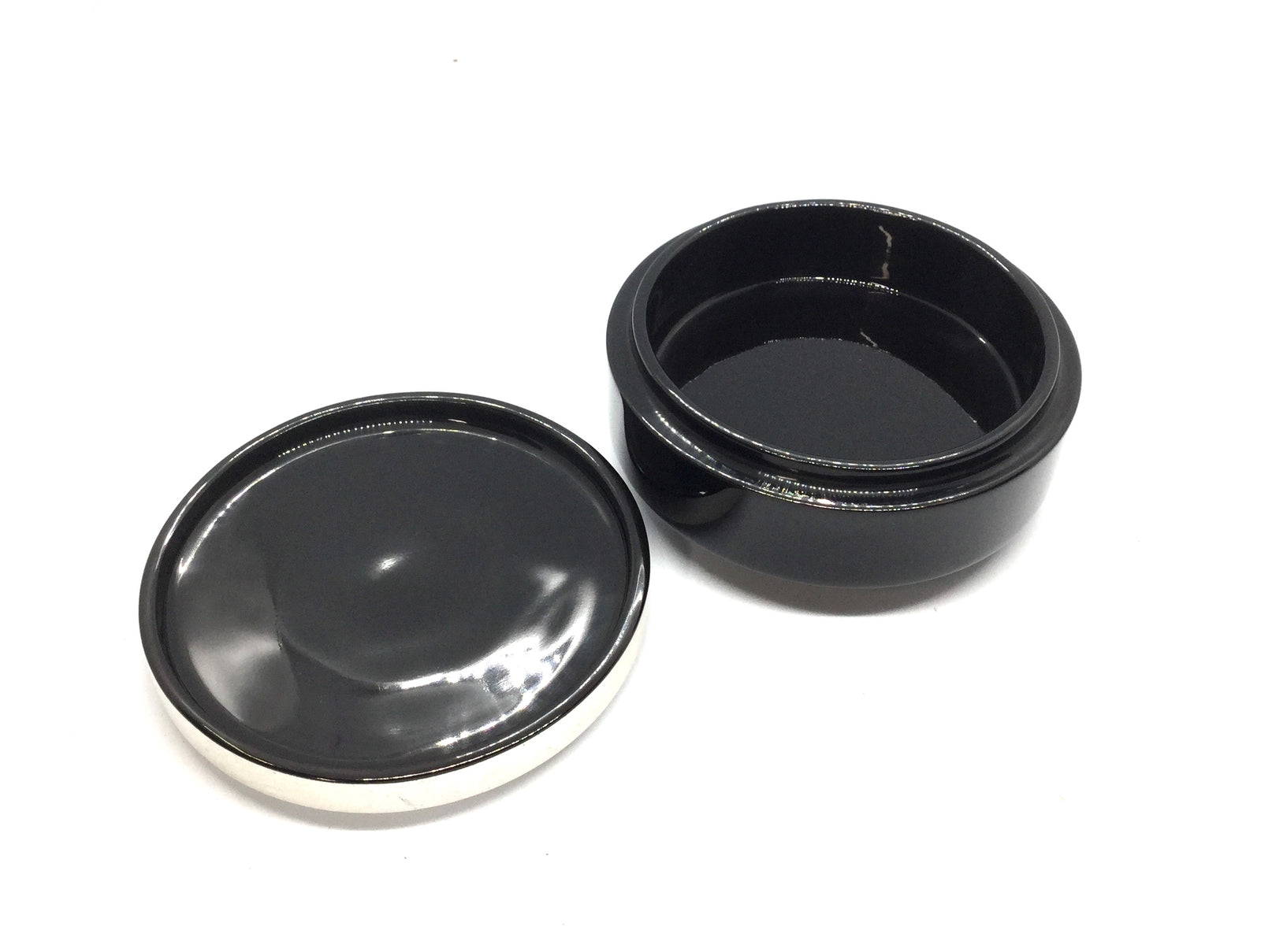 Silver Lacquered Round Trinket Box