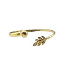 Recycled Brass Bracelet with Small Leaf Feature