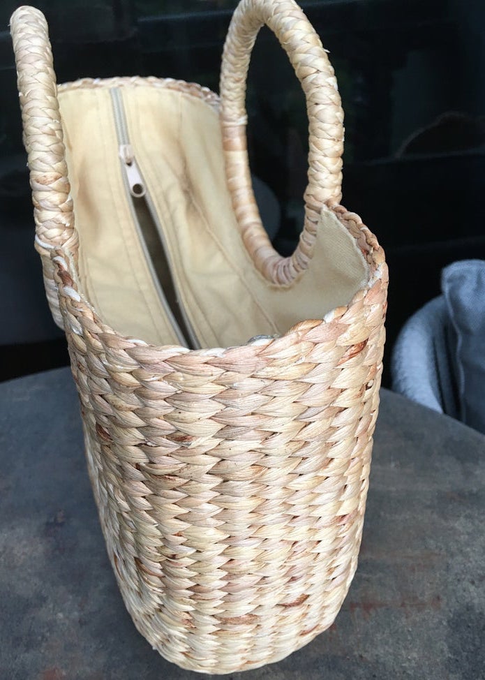 Classic Half Moon Basket Bag made from sustainable Water hyacinth