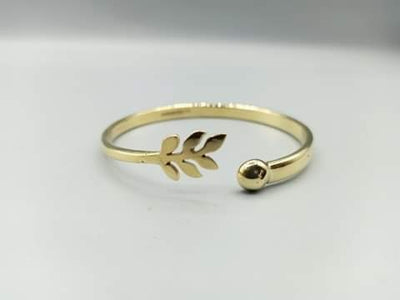 Recycled Brass Bracelet with Small Leaf Feature