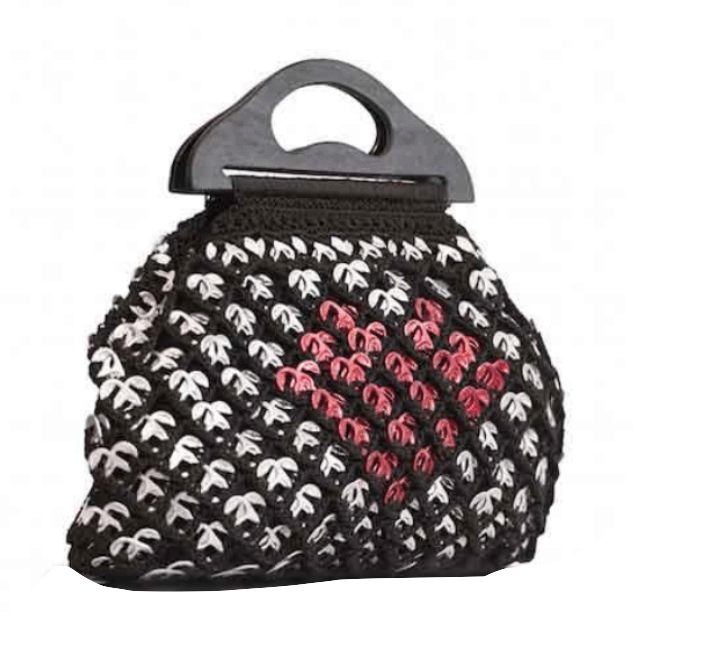 Solene M &quot;In Love&quot; Black Handbag made from recycled Can Pull Tabs