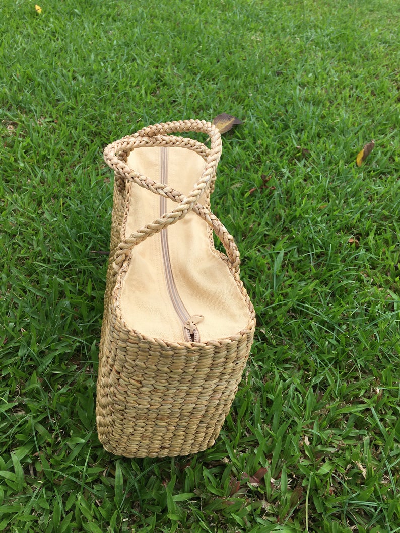 Structured Tote Basket Bag made from sustainable Water hyacinth