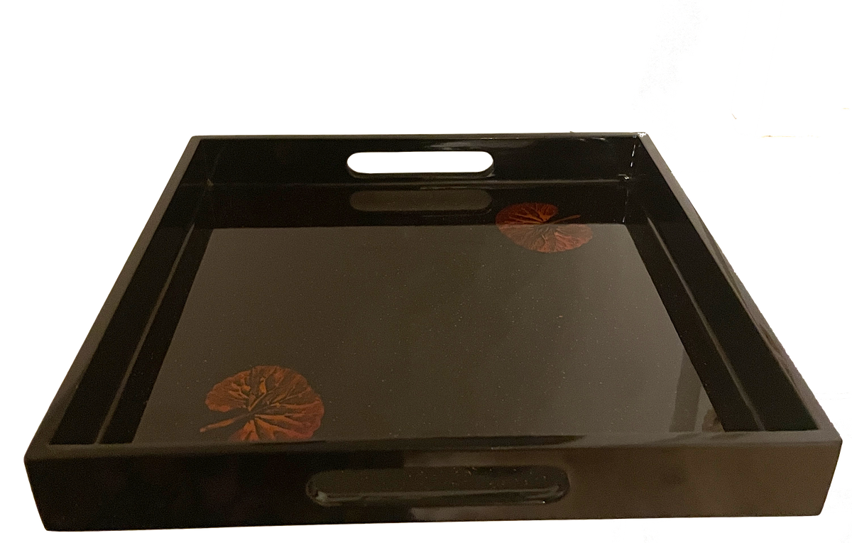 Lacquerware Square Tray with Handles - choose your colour