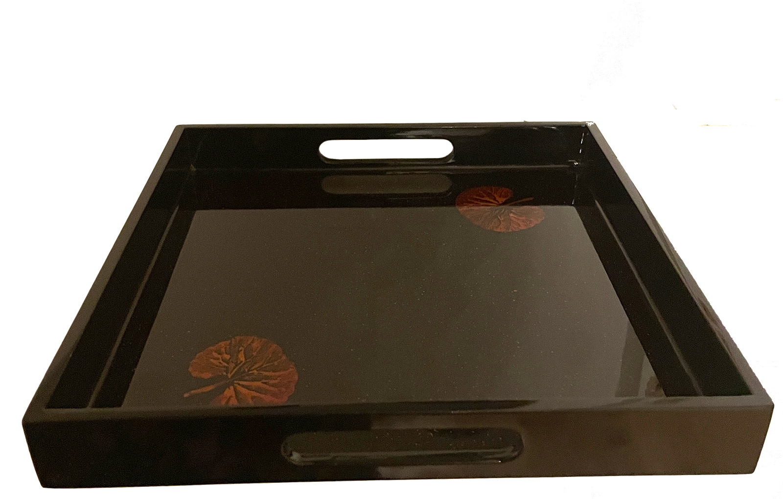 Lacquerware Square Tray with Handles - choose your colour